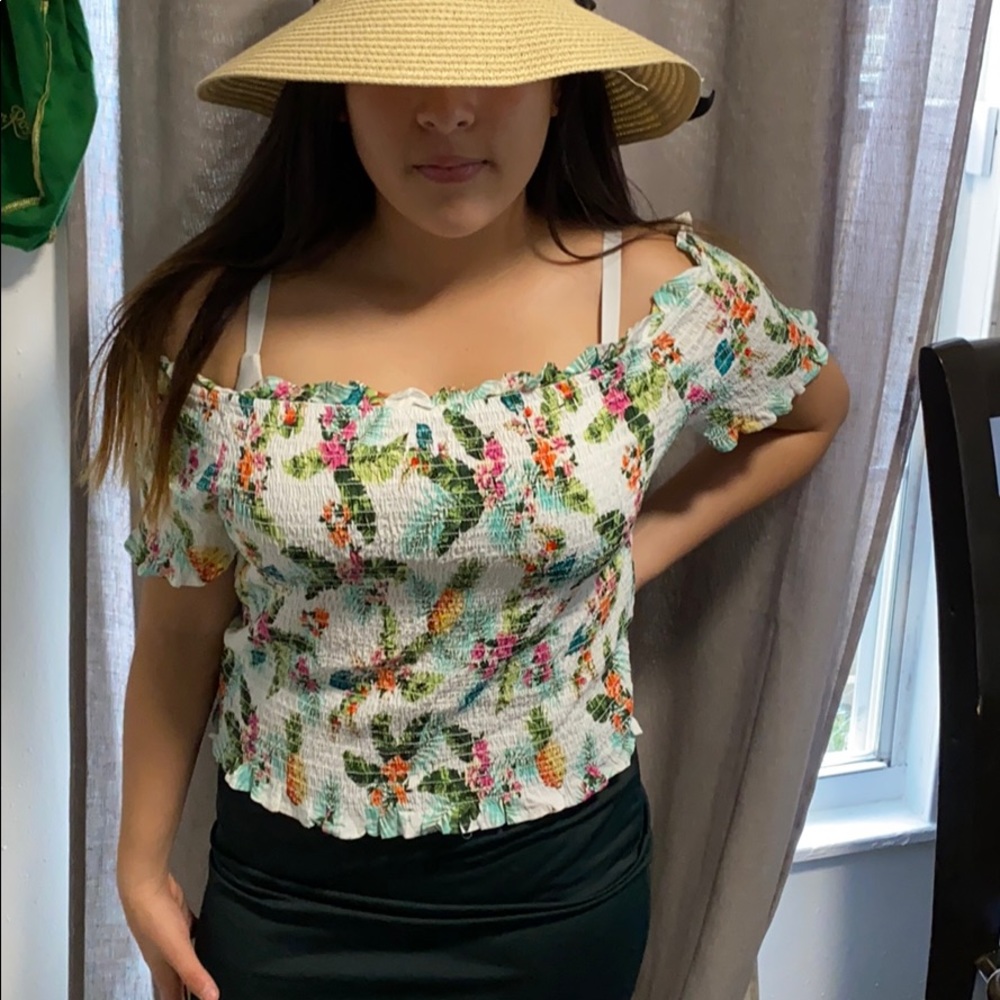 Off the shoulder flower top